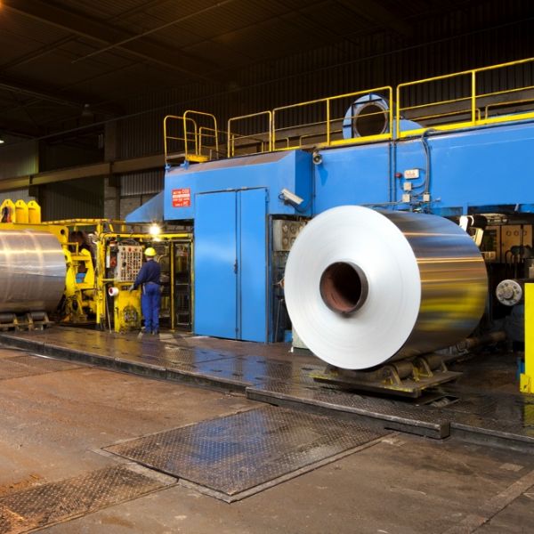 large aluminium rolls at factory