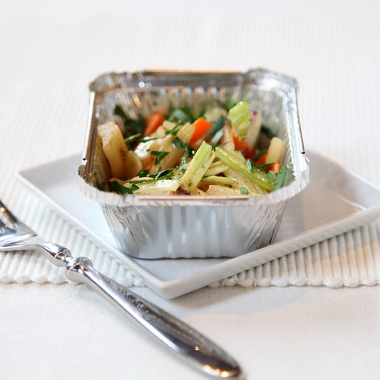 Aluminium bowl with salad